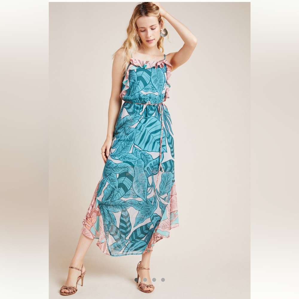 FARM Rio Ruffled Botanical Maxi Dress
